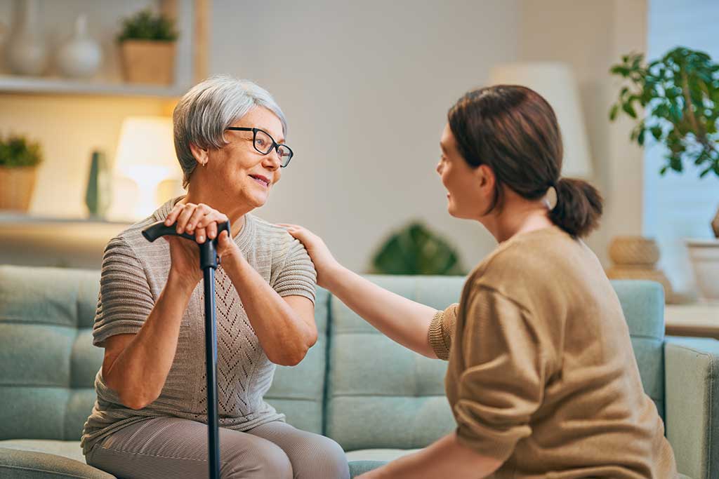 Happy patient and caregiver