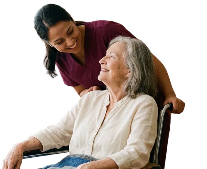 Elder woman with medical care